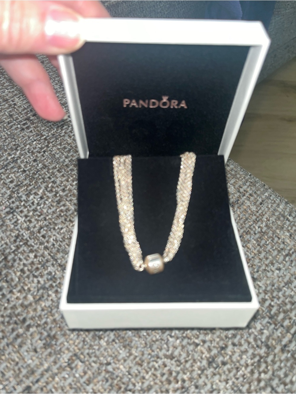 New PANDORA .925 Multi-Strand One Station Clip Capture Bracelet W/Pandora Clasp